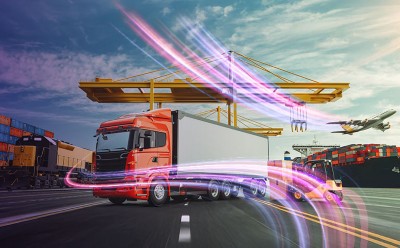 truck logistics driving futuristic | DXC Technology Event